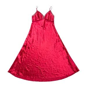 Victoria’s Secret Very Sexy Long Red Slip Dress Satin-Silk Feel Size Large